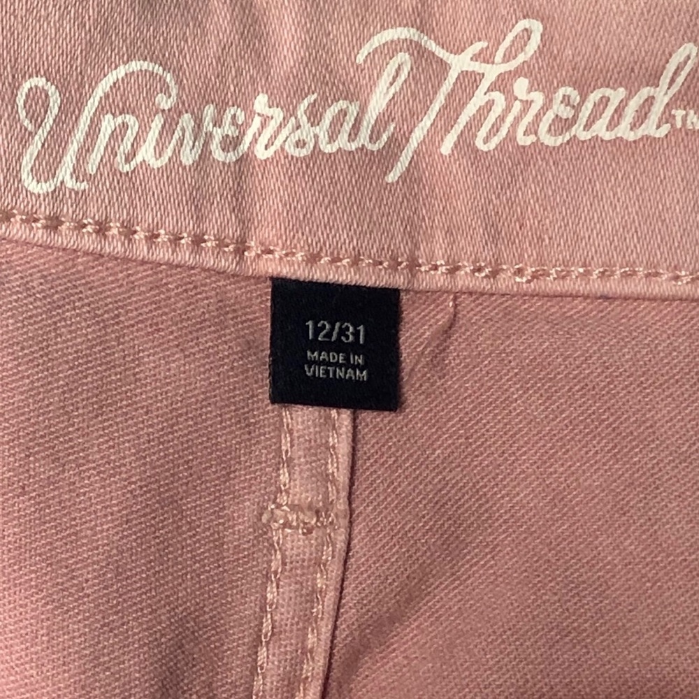 Pink DENIM High Rise Midi Shorts - Picture 3 of 3